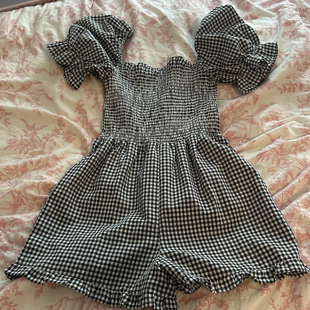 Women Black and White checker romper
